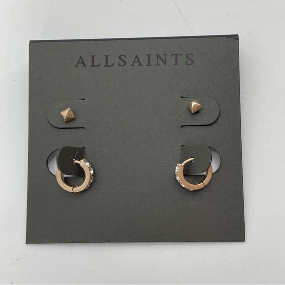 ~All Saints Mini Huggie & Stud Earrings Set NWT Bundle - Picture 2 of 5